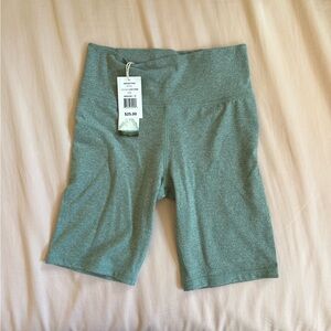 Girls' Heathered Sage Bike Shorts with Wide Waistband